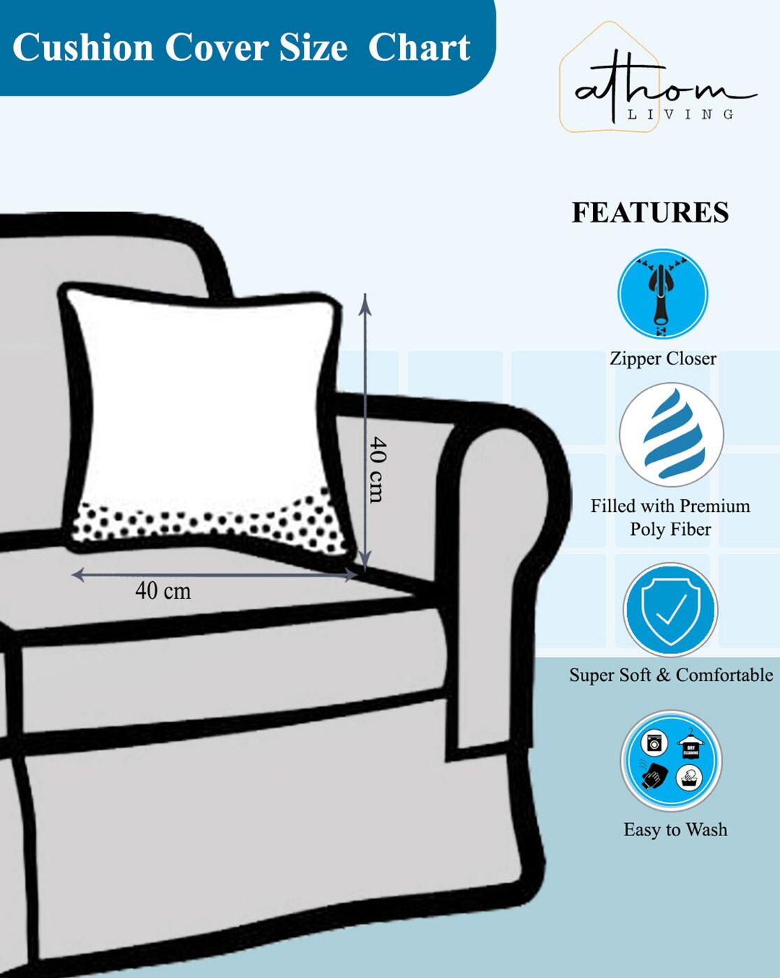 Cushion cover sizes clearance chart