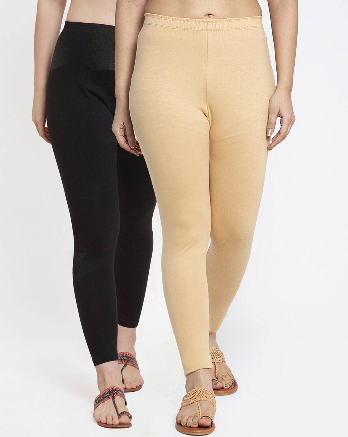 Buy Beige \u0026 Black Leggings for Women by 