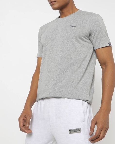 Teamspirit Regular Fit Heathered Crew-Neck T-Shirt (Grey)