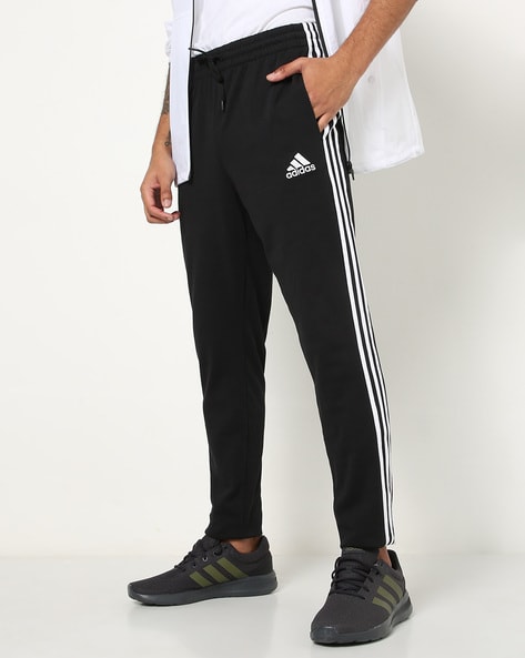 Adidas Essentials Warm-Up Tapered 3-Stripes Track Pants Black Men's ...