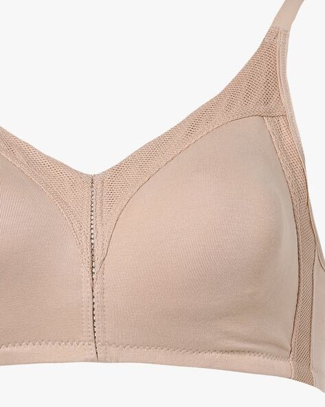 Beige Color Nylon Stretch Comfort Air Bra Non Padded Seamless Genie For  Women Non Wired Brassiere for Mothers in M L XL Sizes