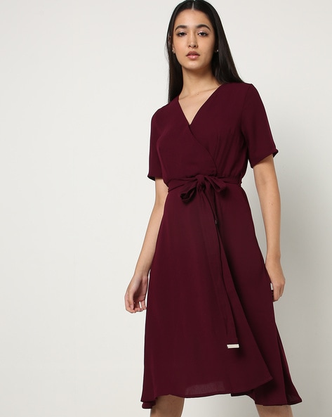 Maroon fit 2024 and flare dress