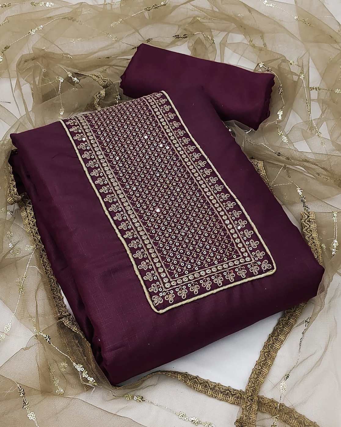 Buy Burgundy Dress Material for Women by ZEEPKART Online | Ajio.com