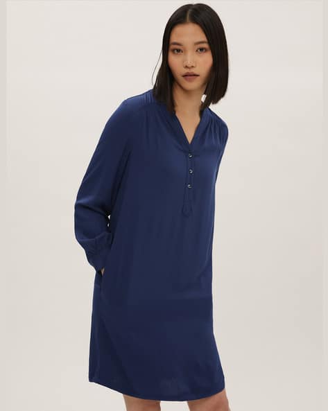 Fashion Navy Shift Dress Long Sleeve Navy Blue Shift Dress With