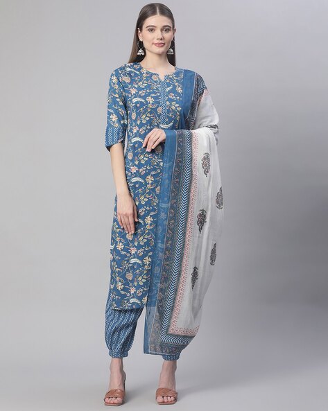 Kurta With Trousers With Dupatta Cotton Kurti Set Salwar Kameez Dupatta Set  Indian Summer Wear Indian Dress Women Anarkali Kurta - Etsy Norway