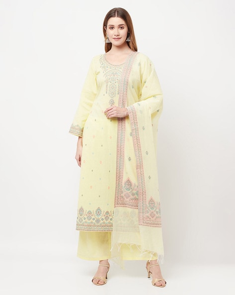 Chikankari 3-piece Unstitched Dress Material Price in India