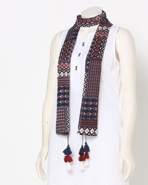 Printed Scarf with Tassels Price in India