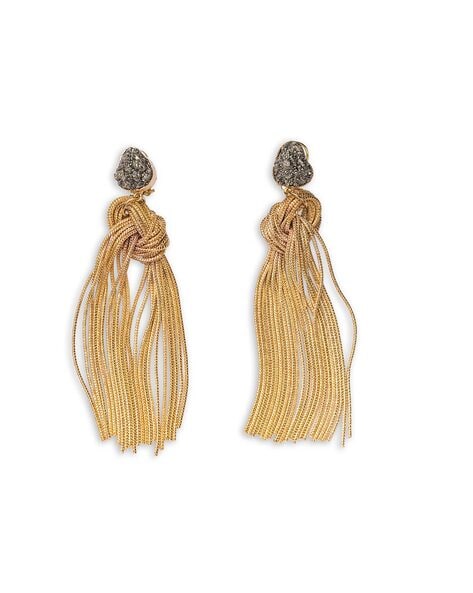 Buy Vasundhara GoldPlated Knotted Long Chain Dangler Earrings  GoldToned  Color Women  AJIO LUXE