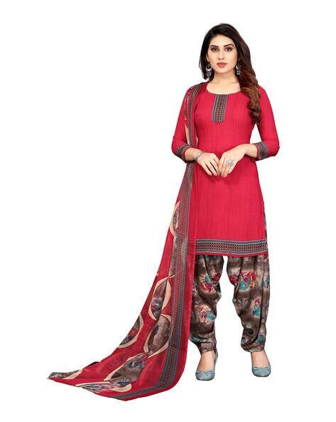 Printed 3-piece Unstitched Dress Material Price in India
