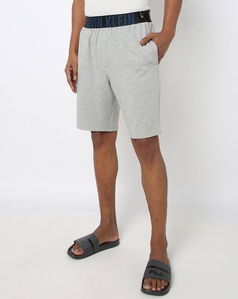 Heathered Shorts with Logo Print Waistband