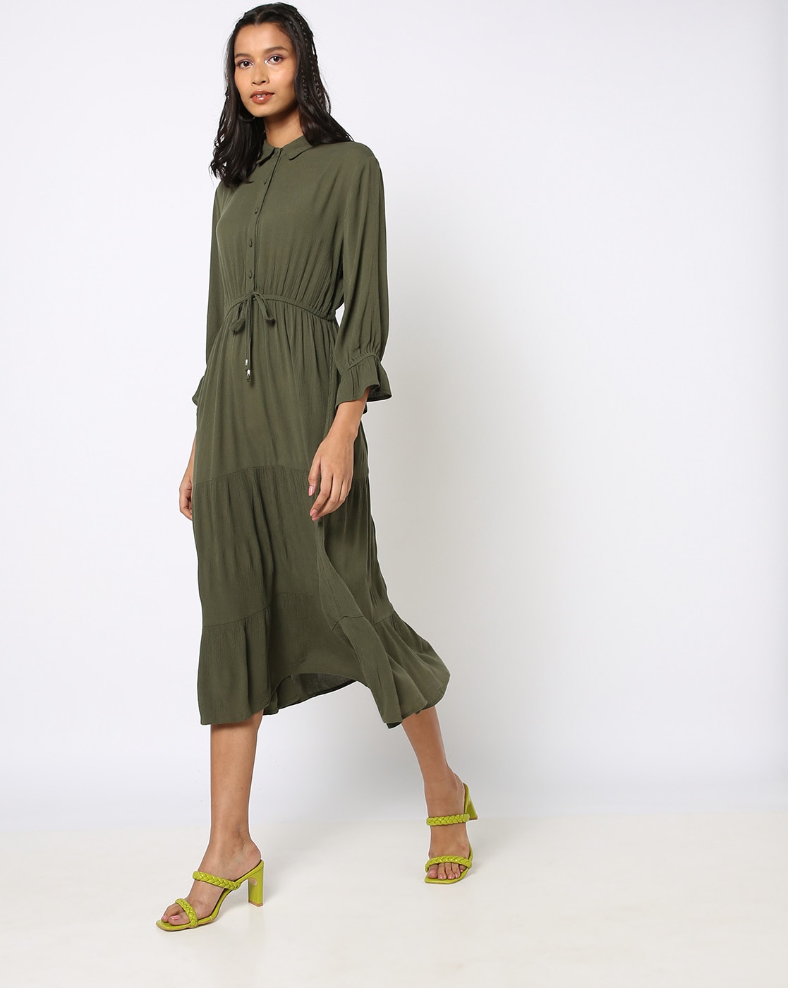 dolman tie waist midi dress