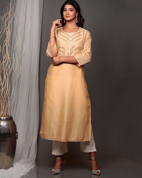 Zari best sale border kurtis