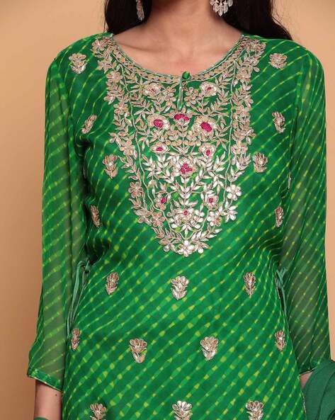 Embellished Straight Kurta Set view 3
