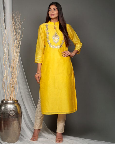 Zari work hot sale kurtis online