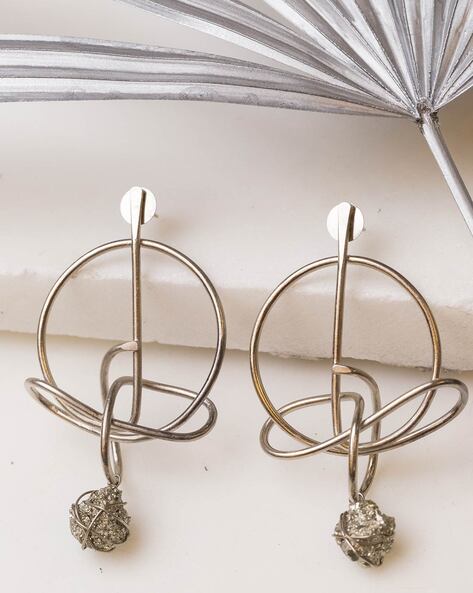 Buy Silver Coloured Oxidised Hoop Earrings Online - W for Woman