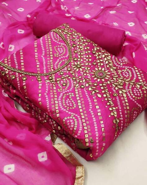 Embellished Unstitched Dress Material Price in India