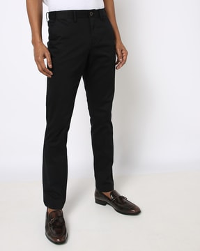 Buy Mid-Rise Cropped Slim Fit Flat-Front Trousers Online at Best Prices in  India - JioMart.