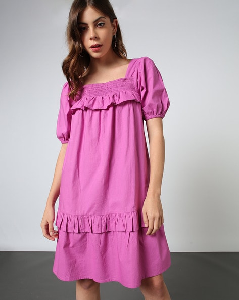 Order Stylish Dark Pink Linen Oversized Dress Online for Women