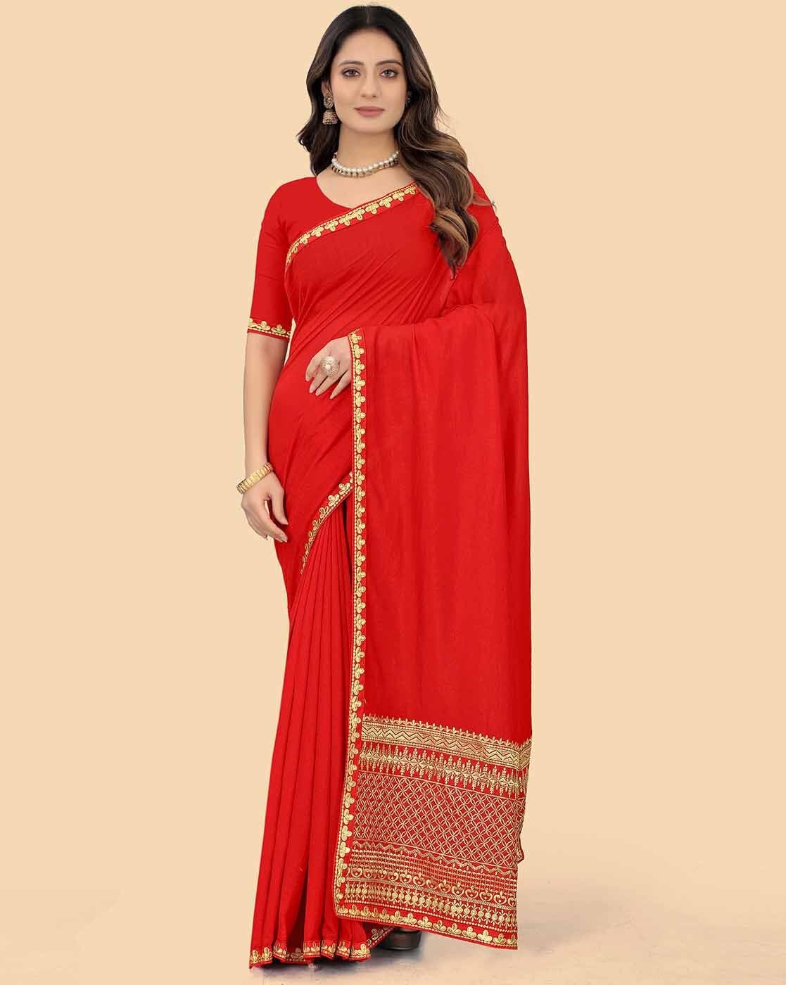 Rose Red Georgette Saree with Sequins and Thread Work - Monastoor- Indian  ethnical dress collections with more than 1500+ fashionable indian  traditional dresses and ethnical jewelleries.