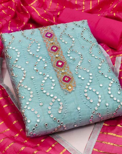 Embellished Unstitched Dress Material Price in India