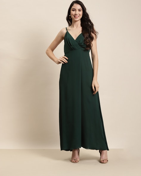 Bottle Green Gown In Crepe With Side Cut Outs In The Hand Embroidered  Bodice | Green gown, Embroidered bodice, Gowns