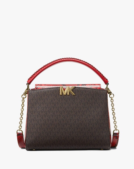 Karlie Small Two-Tone Snake Embossed Leather Crossbody Bag