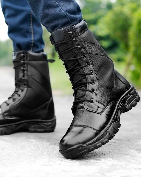 Men's mid calf black on sale boots