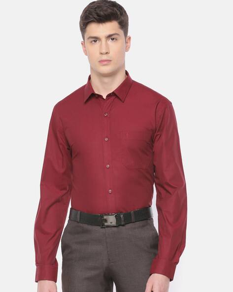 maroon Shirts for Men by Ramraj Cotton 