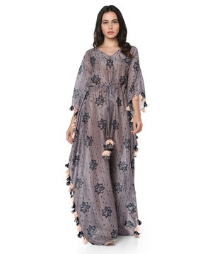 v neck caftan dress