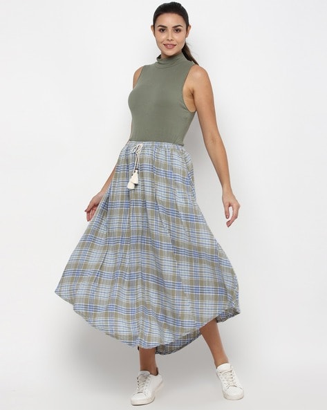 American eagle on sale green plaid skirt