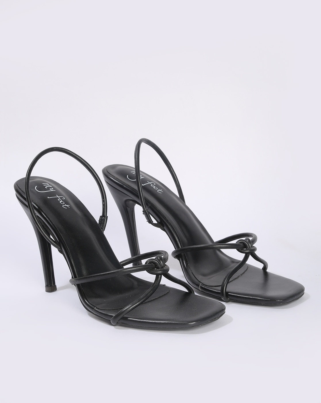 Tiyah - Black Strappy Open Toe Vegan Lace Up Sandal - Burju Shoes