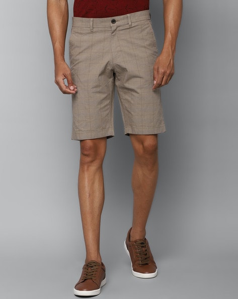 Brown Flat Front Shorts for Men