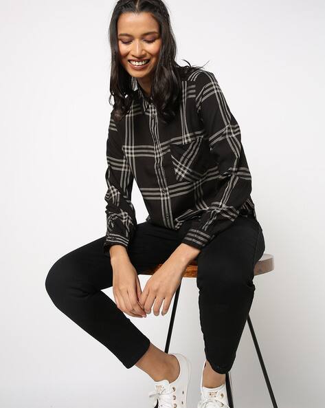 Checked Slim Fit Shirt with Patch Pocket