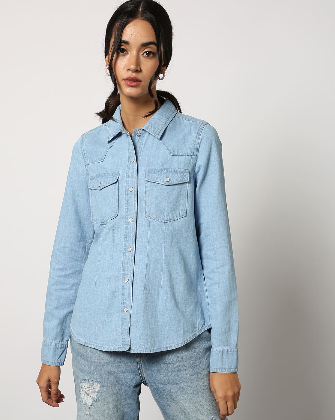 Buy Light Blue Shirts for Women by Outryt Online