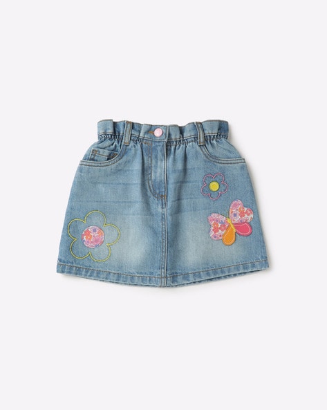 Floral denim wrap outlet skirt