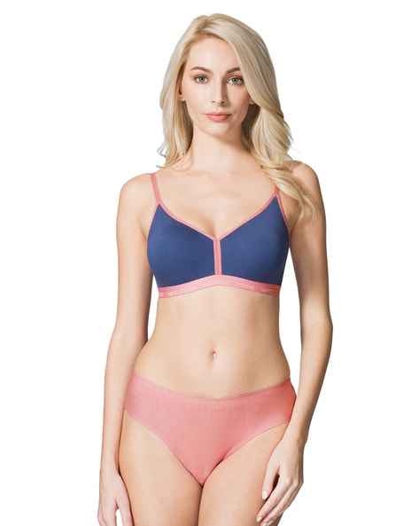 Buy MULTI COLOR PADDED NON WIRED BRA WITH POWER NET SET OF 2 for Women  Online in India