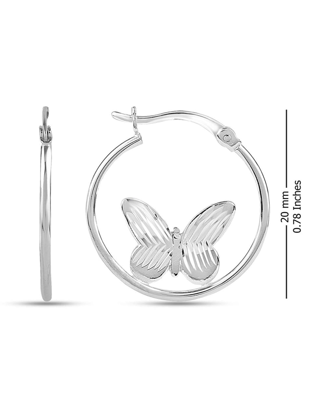 Buy 925 Sterling Silver Gold Butterfly Hoop Earrings Silver Online in India   Etsy