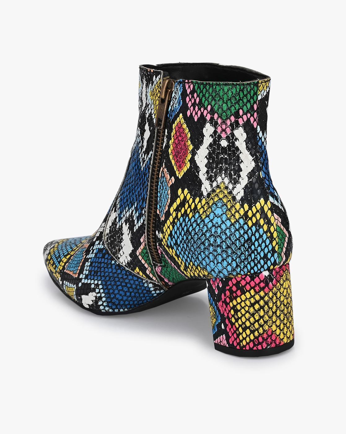 multi colored snakeskin boots