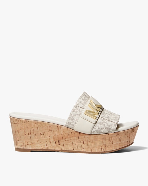 Buy Michael Kors Jilly Logo Print Platform Wedges | Beige Color Women |  AJIO LUXE