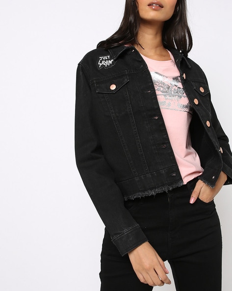 Buy Mid Length Casual jeans Button Denim Jacket Top | DressFair.com-calidas.vn
