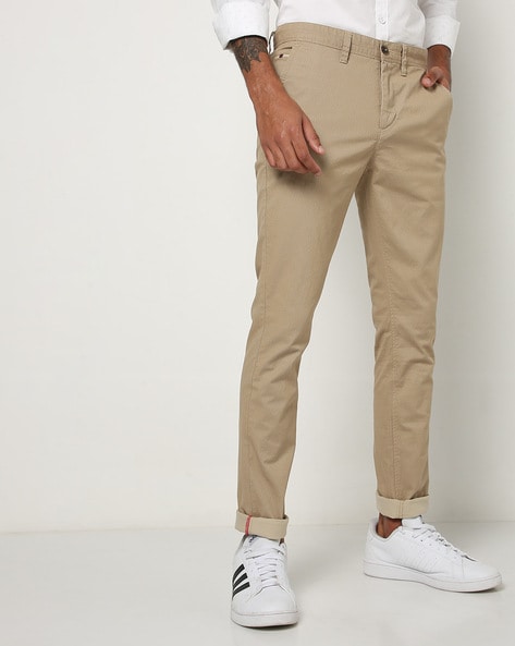 Men Beige Smart Skinny Fit Solid Chinos  dennisonfashionindia