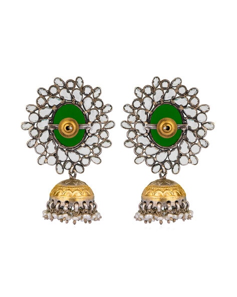 Buy Clotho Two Tone Drop CZ Earrings - Round Online – The Glocal Trunk