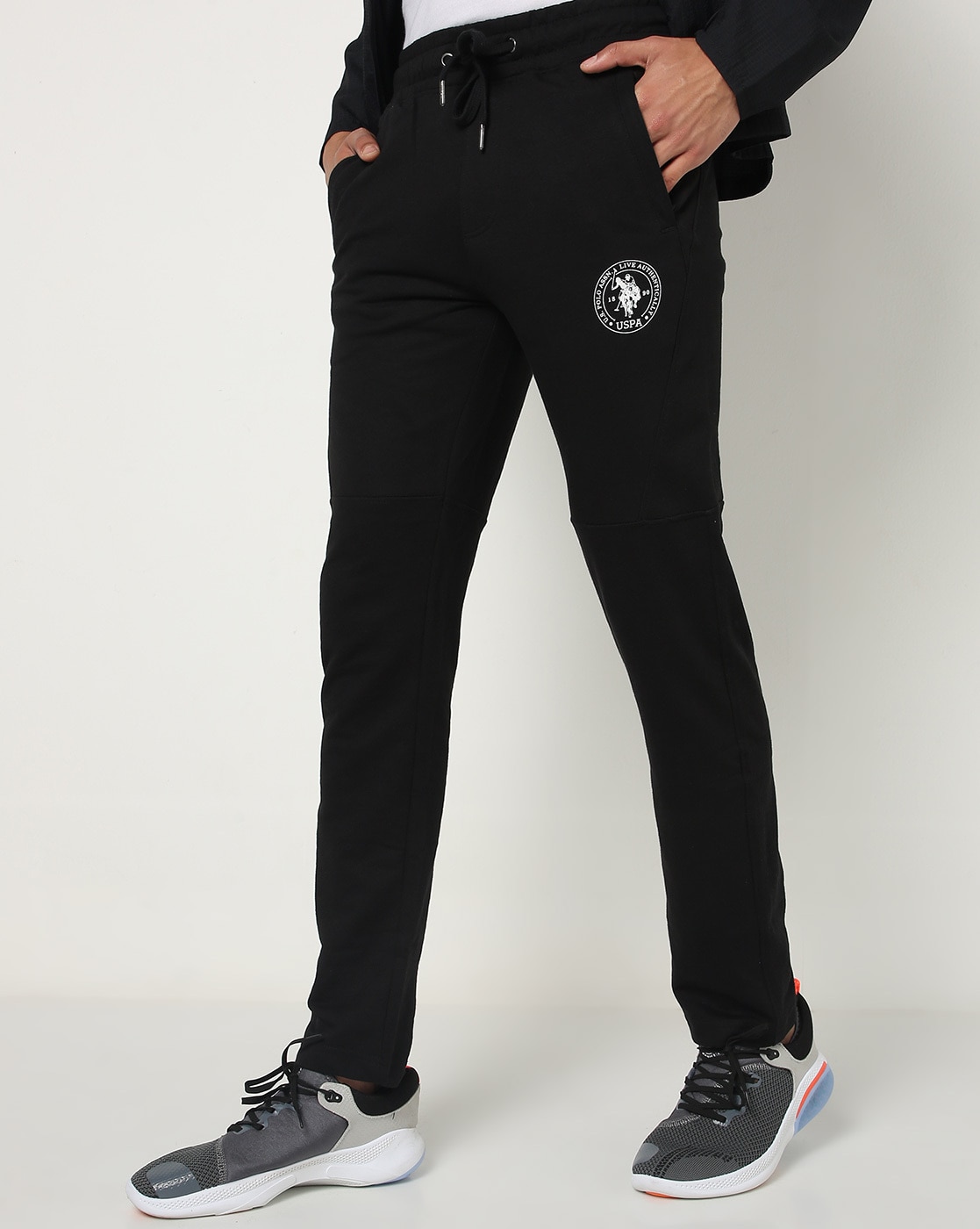 Track Pants with Placement Brand Print