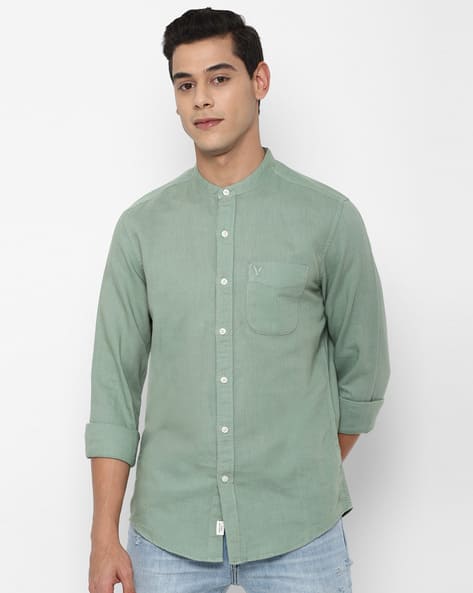 Brand Print Shirt with Patch Pocket - Main Image