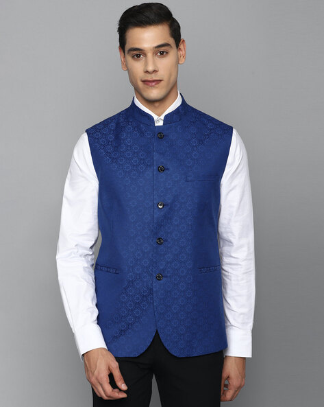 Buy Men Print Blue Party Nehru Jacket Online - 704029 | Allen Solly