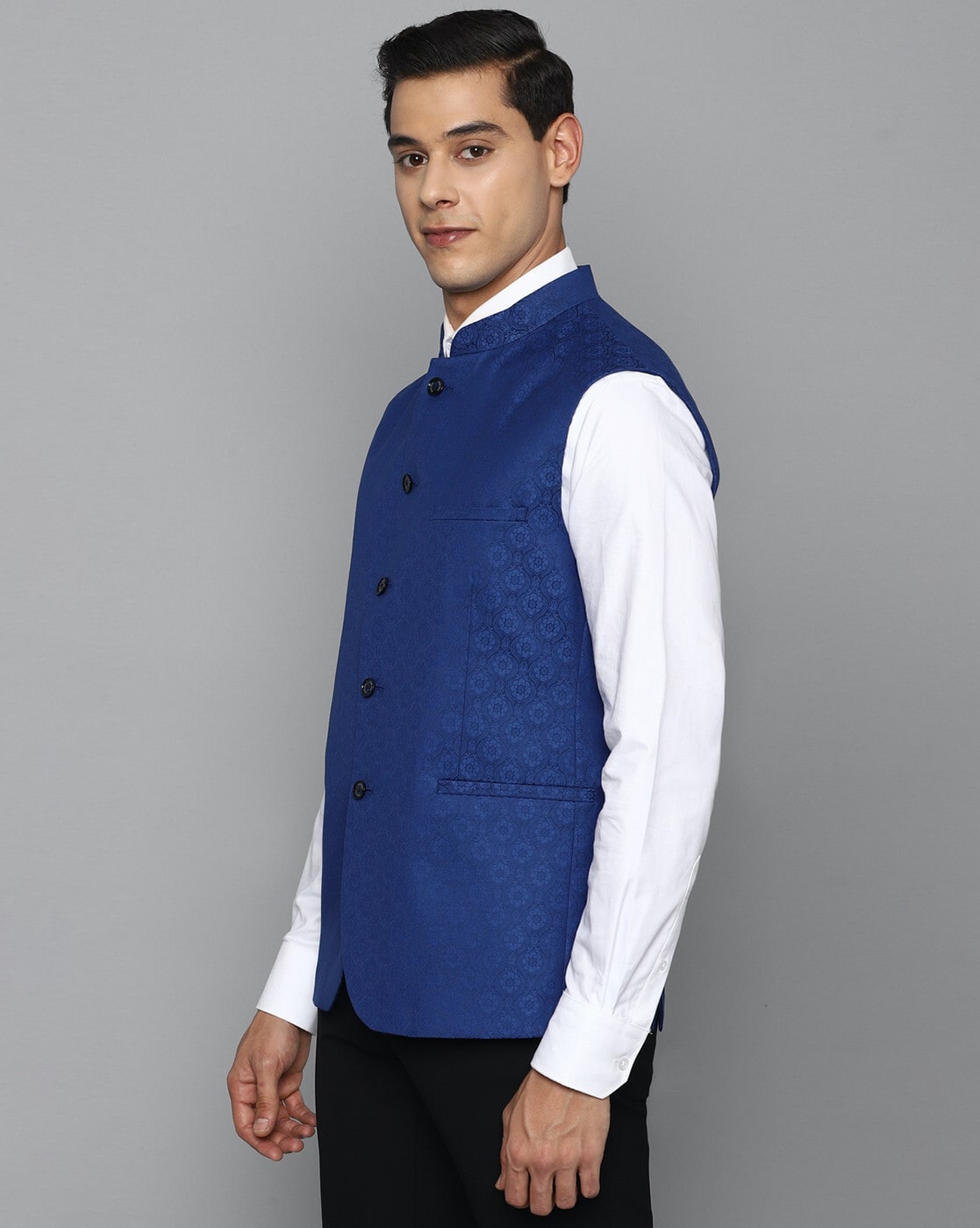 Buy Men Check Purple Party Nehru Jacket Online - 663632 | Allen Solly