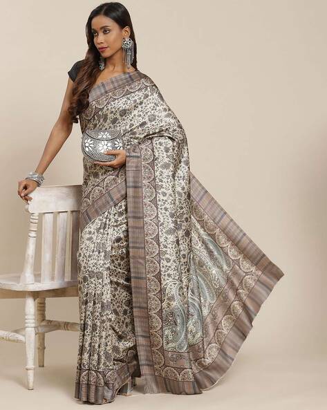 Georgette And Net Two Color Saree With Blouse Piece