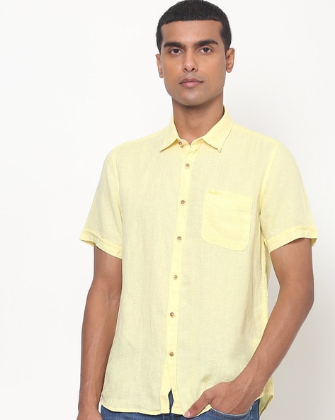 Lemon, Loose Fit Linen Shirt