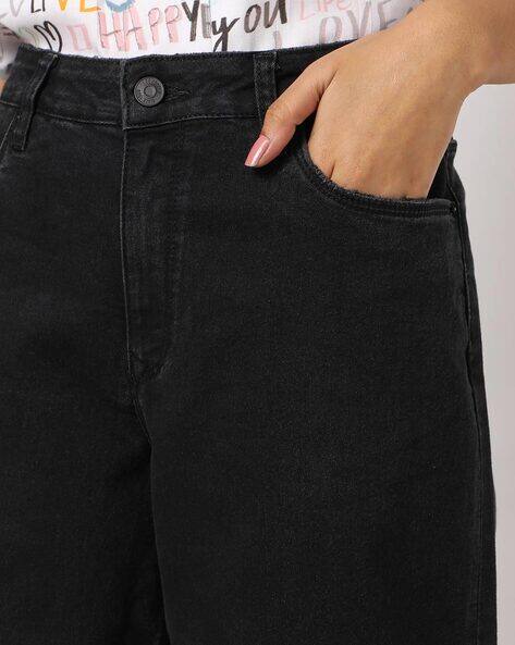 Wide Jeans with Frayed Hems