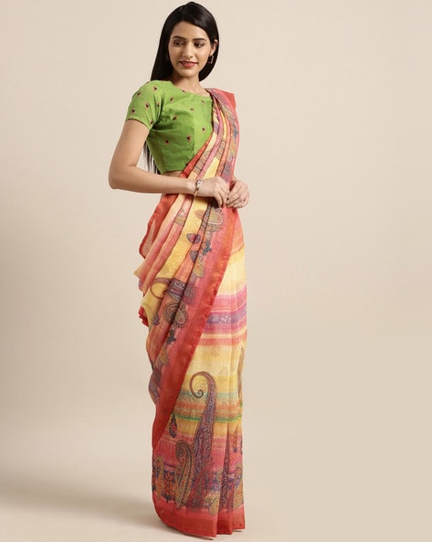 Black Handloom Woven Pure Linen Saree